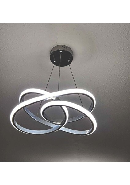 Kumandalı 3 Renk Işıklı Lüks LED Avize Krom Gövde Yüksek Lümen Salon Oda Yatak Odası Mutfak Antre modelleri