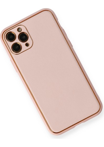 Apple iPhone 11 Pro Max Kılıf Coco Deri Silikon Kapak - Pembe Gnzrz