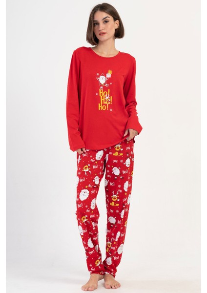 Pamuklu Kadın Büyük Beden Uzun Kol Pijama Takım , 405318