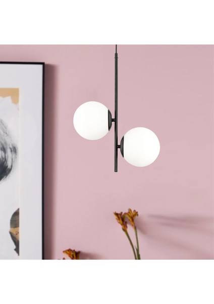 Malibu 2 Li Siyah Beyaz Camlı Modern Genç Odası Mutfak Yatak Odası Retro Salon Avize fiyatları