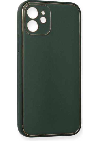 Apple iPhone 12 Mini Kılıf Coco Deri Silikon Kapak - Yeşil Gnzrz