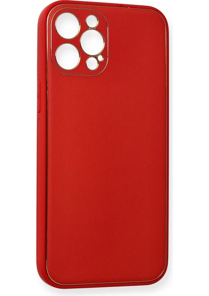 Apple iPhone 12 Pro Max Kılıf Coco Deri Silikon Kapak - Kırmızı Gnzrz