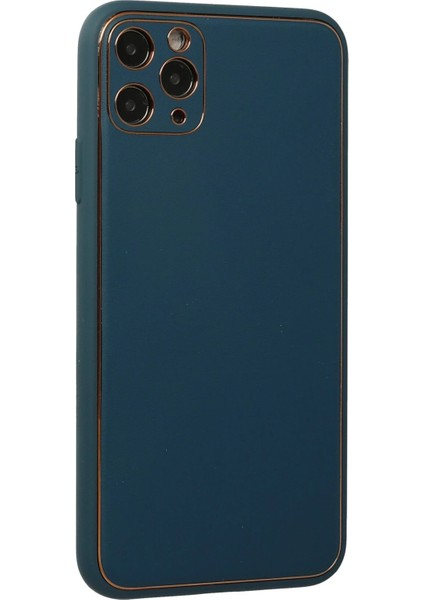 Apple iPhone 11 Pro Max Kılıf Coco Deri Silikon Kapak - Mavi Gnzrz