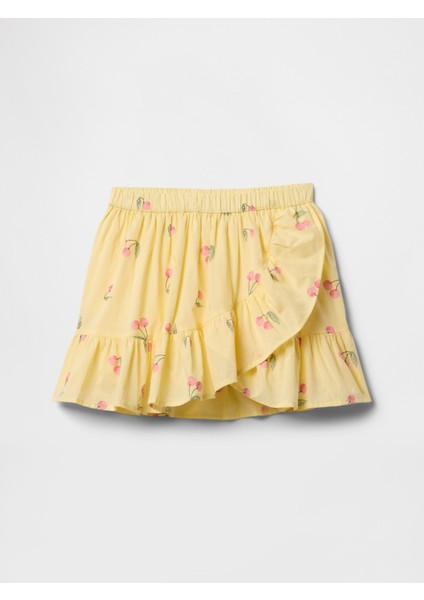 Kız Çocuk Sarı Fırfırlı Şort Etek