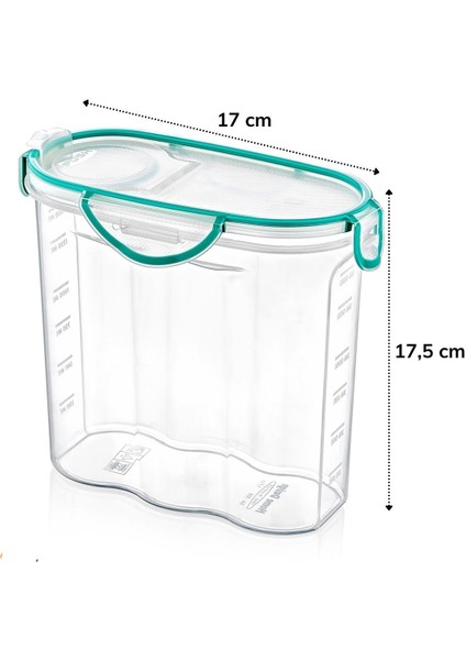 Kilitli Kapaklı Contalı Hava,su Sıvı Geçirmez 1,7 Litre Erzak Saklama KABI-SA585