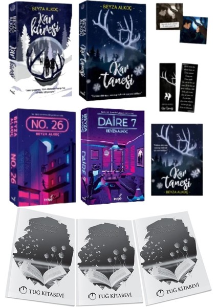 Kar Tanesi / Kar Küresi / Daire 7 / No. 26 Ciltsiz Beyza Alkoç 4'lü Set Karton Kapak + Hediyeli