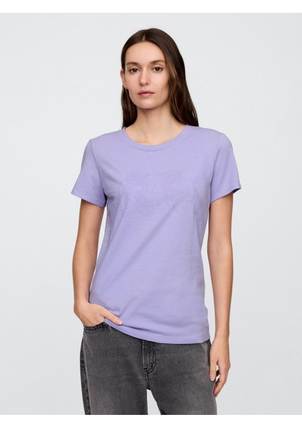 Kadın Lila Gap Logo T-Shirt