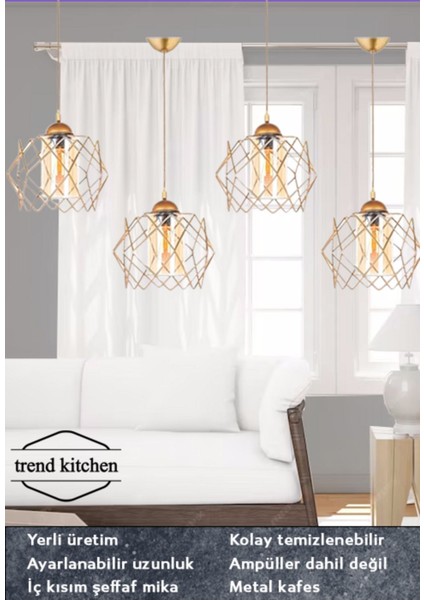 4 Adet Trend Bal Mika Camlı Golden Salon Mutfak Banyo Yatak Odası Çocuk Odası Antre Sarkıt Avize