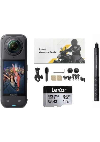 X5 360 Derece 8k Aksiyon Kamera Motosiklet Kiti (1 Tb)