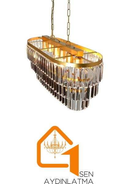 Gizem Gold 73 x 30 cm 'lik Kristal Taşlı Yemek Masası Lüks Avize - Yatak Odası - Salon - Mutfak - Hol indirimleri