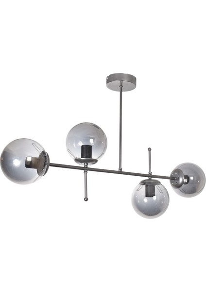 Feris Modern Tasarım Salon Mutfak Yatak Odası Gri Renk Füme Camlı 4 Lü Avize fiyatları