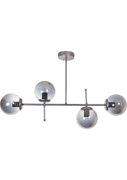 Feris Modern Tasarım Salon Mutfak Yatak Odası Gri Renk Füme Camlı 4 Lü Avize modelleri