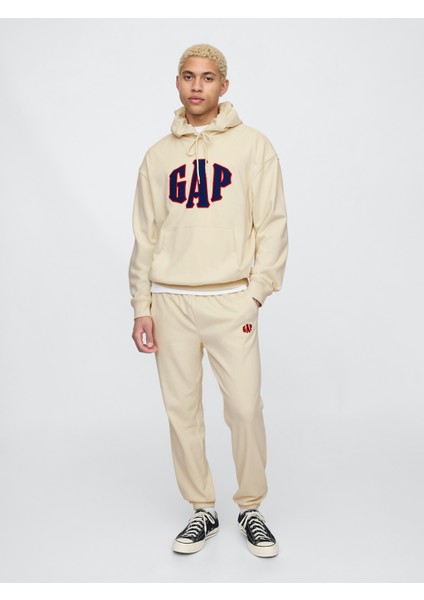 Erkek Bej Gap Logo Vintagesoft Fransız Havlu Kumaşı Jogger Eşofman Altı
