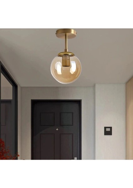 Mini Modern Salon - Mutfak - Yatak Odası Glop Camlı Tekli Tavan Plofonyer Avize