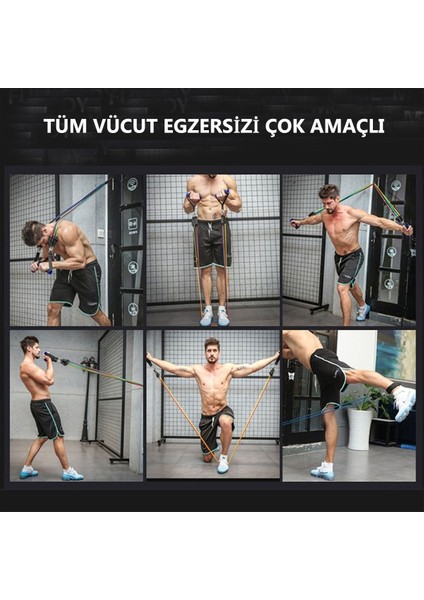 11 Adet Lateks Egzersiz Bandı Çekme Halatı
