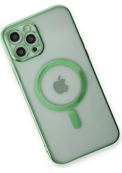 Apple iPhone 12 Pro Kılıf Magneticsafe Lazer Silikon - Haki Yeşil Gnzrz