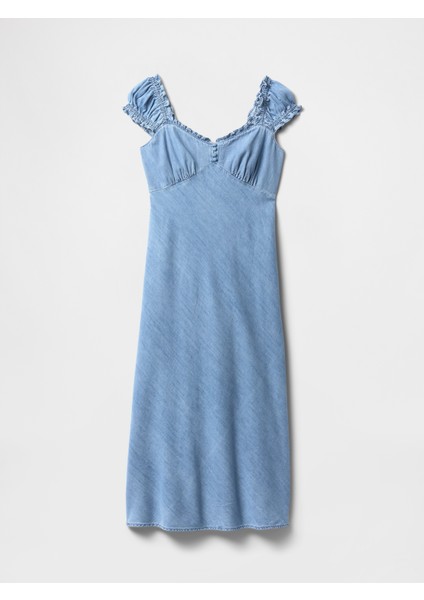 Kadın Açık Mavi Denim Maxi Elbise fiyatları