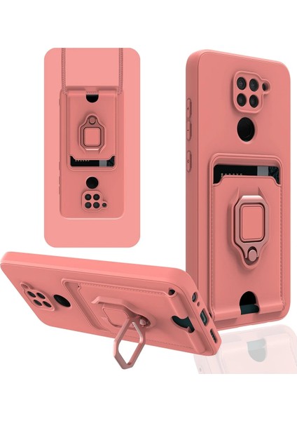 Xiaomi Redmi Note 9 Kılıf Zuma Kartvizitli Yüzüklü Silikon - Pembe Gnzrz