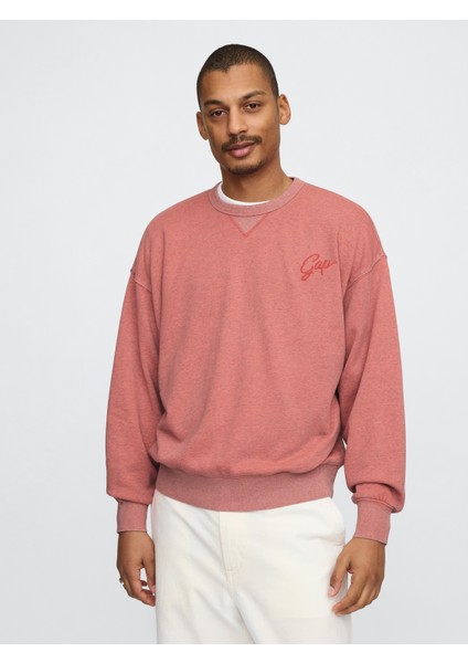 Erkek Pembe Vintage Soft Oversize Gap Logo Sweatshirt