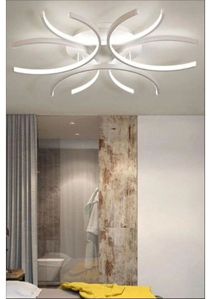 Levora Modern Tasarım - Salon - Mutfak - Yatak Odası Beyaz Renk Beyaz Işıklı LED Avize