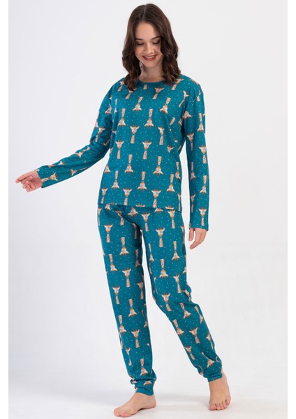 Pamuklu Kadın Uzun Kol Pijama Takım , 404055