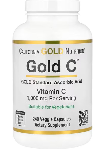 Gold C Usp Grade Vitamin C 1,000 mg 240 Veggie Capsules