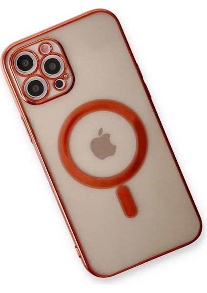Apple iPhone 12 Pro Kılıf Magneticsafe Lazer Silikon - Kırmızı Gnzrz