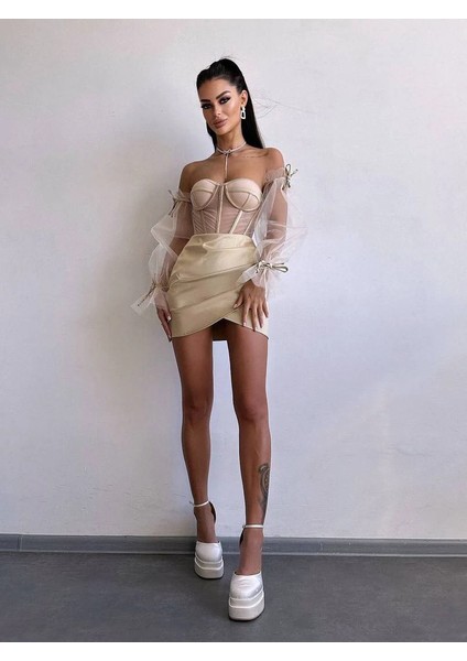 Rosalıne Tül & Saten Detaylı Elbise fırsatları