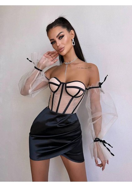 Rosalıne Tül & Saten Detaylı Elbise