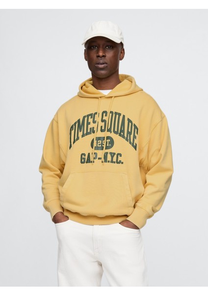 Erkek Sarı Gap Logo Nyc Kapüşonlu Sweatshirt
