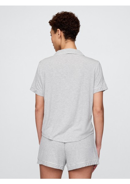 Kadın Gri Modal Pijama Üstü modelleri