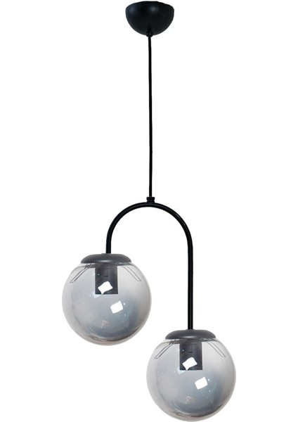 Janin Modern Sarkıt Siyah Renk Gövde Füme Cam Salon - Mutfak - Yatak Odası 2 Li Avize fiyatları