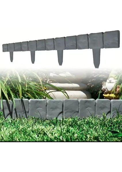 Bahçe Çim Çit Bahçe Kenarı Dekoratif Pvc Çit Saksı Içi Pvc Taş Çit