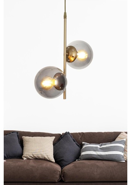 Ladin 2 Li Eskitme Sarkıt Avize-Füme Camlı Dekoratif Tasarım Yatak Odası Salon Avize fiyatları