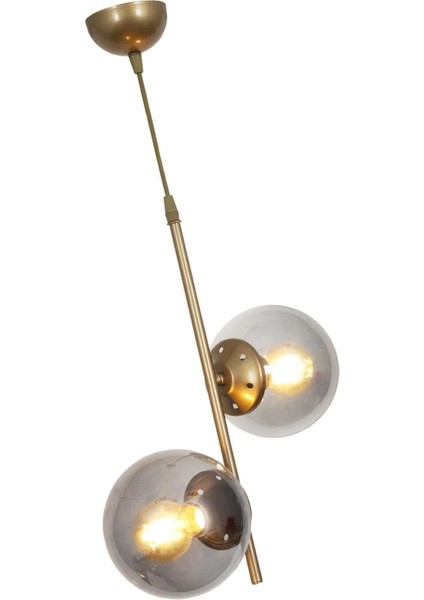 Ladin 2 Li Eskitme Sarkıt Avize-Füme Camlı Dekoratif Tasarım Yatak Odası Salon Avize modelleri