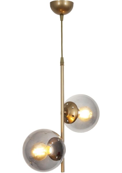 Ladin 2 Li Eskitme Sarkıt Avize-Füme Camlı Dekoratif Tasarım Yatak Odası Salon Avize fırsatları