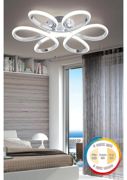 Elvis Modern Krom Plafonyer Tavana Sıfır 3 Renk Işık Salon Mutfak Yatak Odası LED Avize