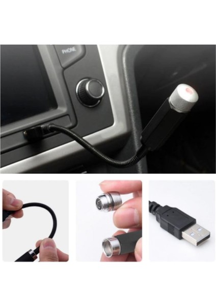 Kırmızı Ayak Altı Tavan LED Araç Içi Aydınlatma Araba Iç Disko Ayarlanır USB Lamba Işık