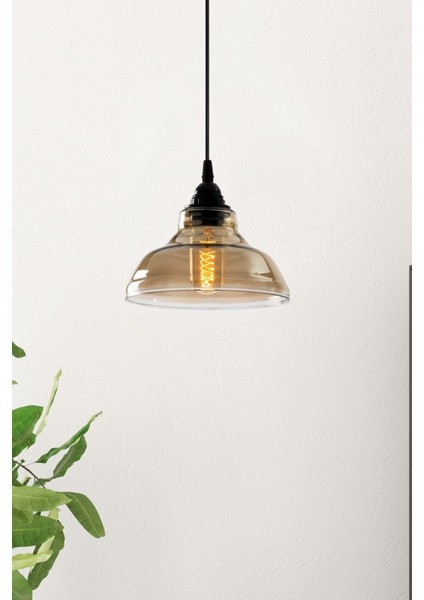 Dilberay Lüks Salon - Mutfak - Yatak Odası Modern Füme Camlı Cafe-Mutfak Tekli Sarkıt Avize