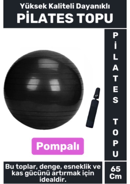 Premium Dayanıklı Fitness Egzersiz Aerobik Pilates Şişirme Pompası 65 cm Pilates Topu