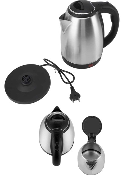 Elektrikli Paslanmaz Çelik Su Isıtcı Çelik Kettle 1.8 Lt. Uzun Ömürlü