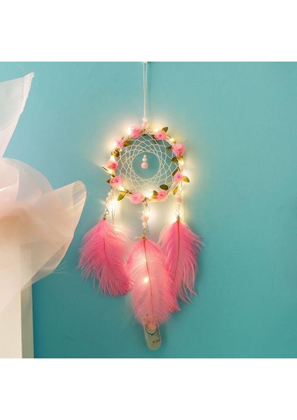 El Yapımı Kuş Tüyü ve LED Dekoratif Düş Rüya Kapanı