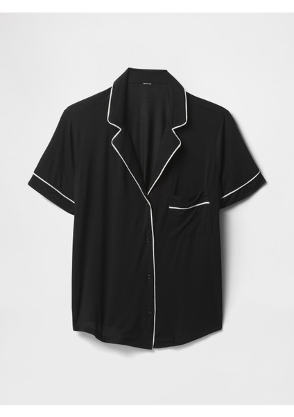 Kadın Siyah Modal Pijama Üstü