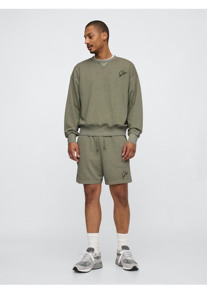 Erkek Koyu Yeşil Vintage Soft Oversize Gap Logo Sweatshirt