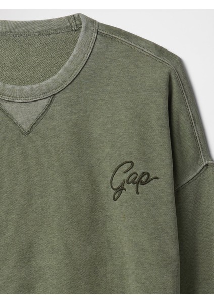 Erkek Koyu Yeşil Vintage Soft Oversize Gap Logo Sweatshirt