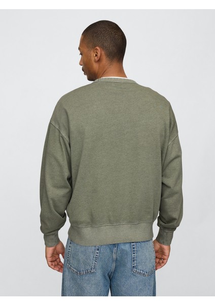 Erkek Koyu Yeşil Vintage Soft Oversize Gap Logo Sweatshirt