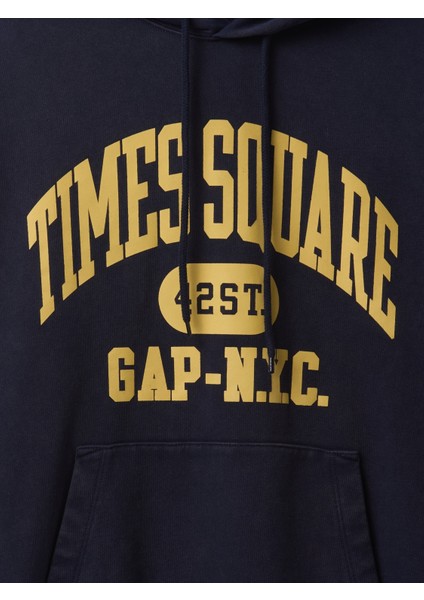 Erkek Lacivert Gap Logo Nyc Kapüşonlu Sweatshirt