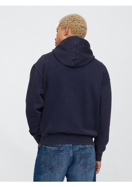 Erkek Lacivert Gap Logo Nyc Kapüşonlu Sweatshirt