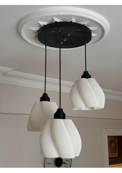 Luminaura 3'lü Siyah Sarkıt Avize - 3 Başlıklı Avize Modern Bohem E27 Yatak Odası Salon Yemek Odası