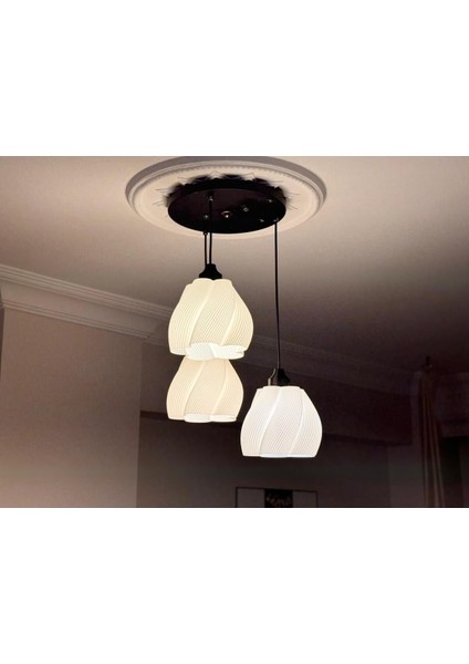 Luminaura 3'lü Siyah Sarkıt Avize - 3 Başlıklı Avize Modern Bohem E27 Yatak Odası Salon Yemek Odası